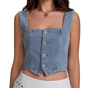 Button Down Denim Vest